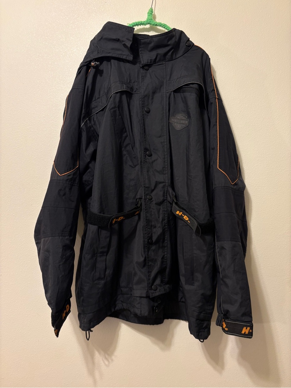 Harley-Davidson Black Raincoat with Orange Piping